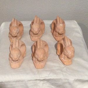 Vintage White Washed Terra Cotta Bunny Napkin Rings Set of 6